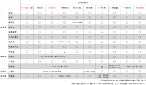 2023年お盆期間中の営業